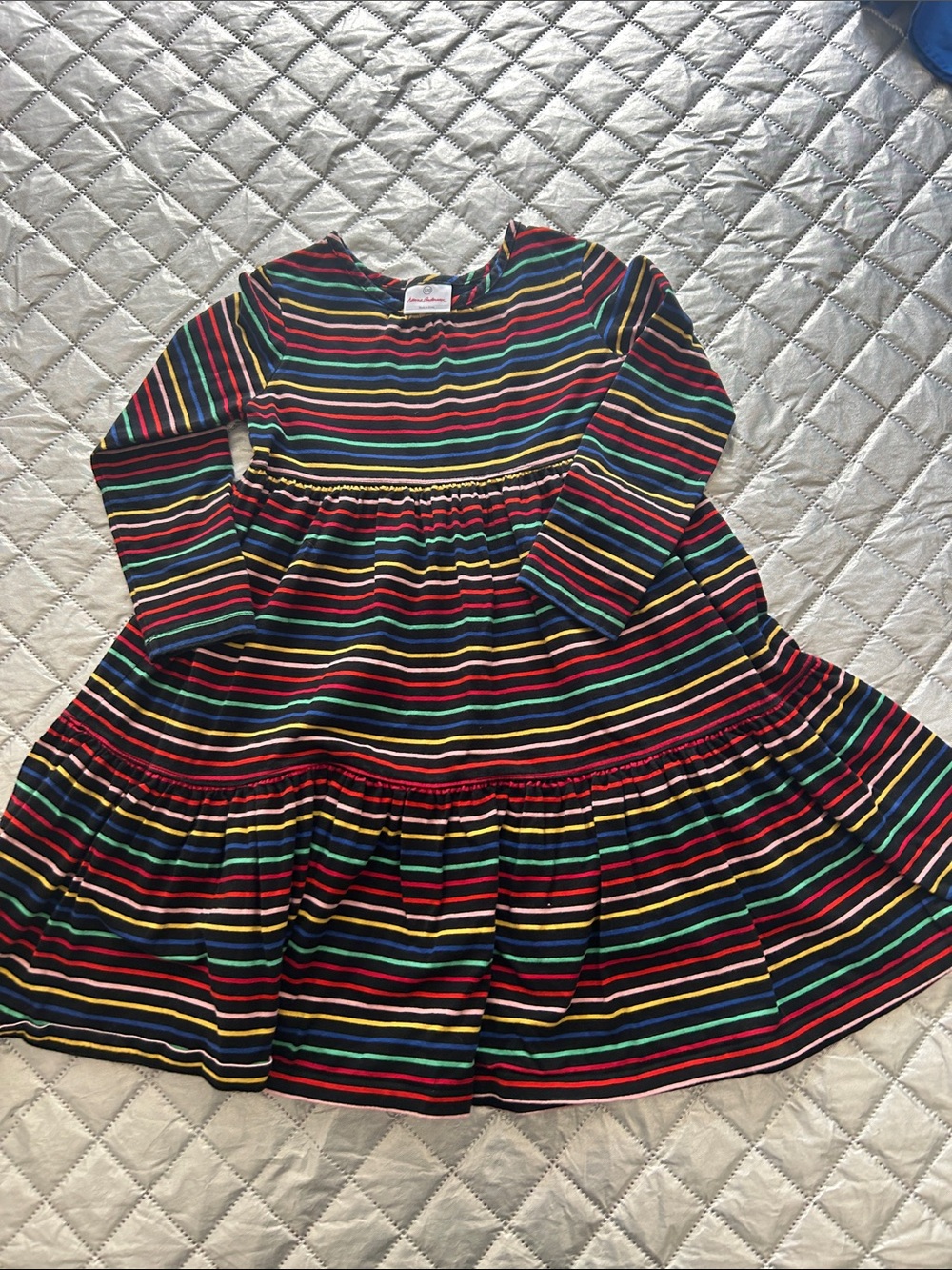 Hanna Andersson Black Multicolor Stripe Long-Sleeve Dress